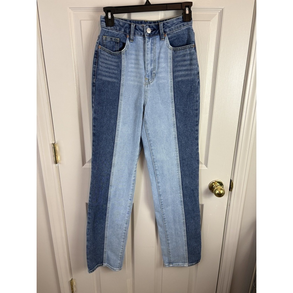 PacSun 90s Boyfriend Jeans Womens 25 Blue Excellent Two Tone Patchwork Denim
